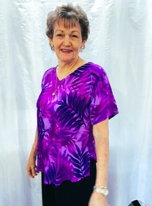 Tops Shine Top With Sleeves [sz:l Col:purple Leaf]