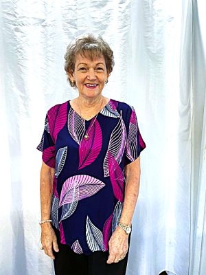 Top With Sleeves And V-shaped Hem [sz:xxs Col:blue/green]