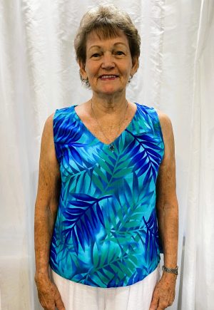 Top No Sleeve Blue/green Leaf [sz:xxs Col:blue/green]