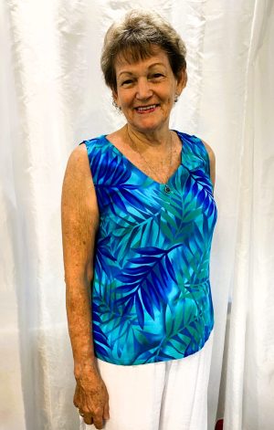 Top No Sleeve Blue/green Leaf [sz:xxs Col:blue/green]